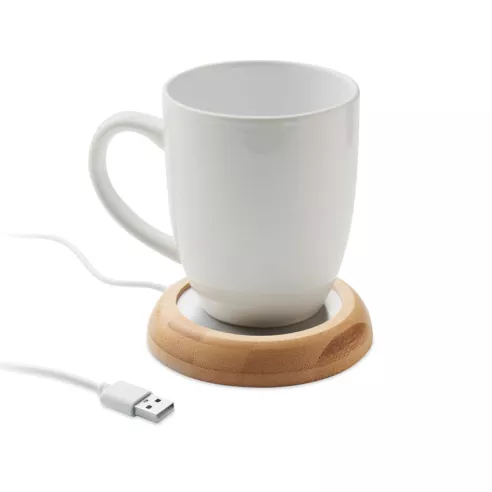 Bamboo mug warmer with USB MUGLET