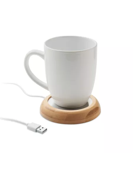 Bamboo mug warmer with USB MUGLET