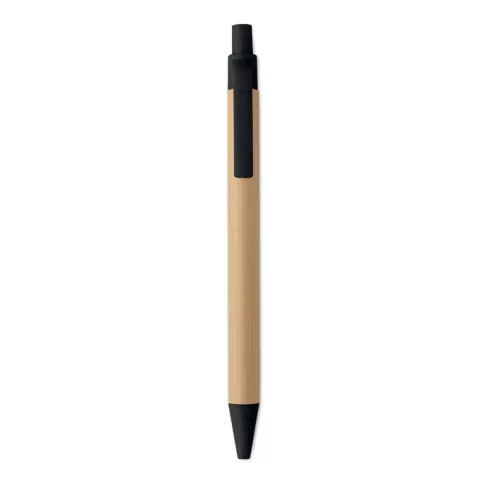 Push button ball pen in bamboo ITEA COLOUR