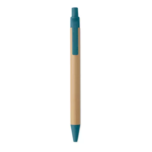 Push button ball pen in bamboo ITEA COLOUR