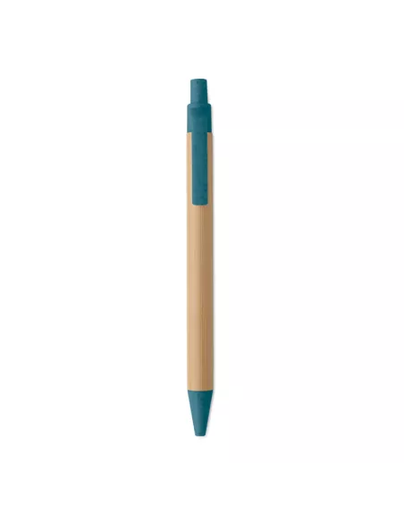 Push button ball pen in bamboo ITEA COLOUR