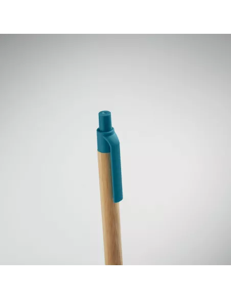 Push button ball pen in bamboo ITEA COLOUR