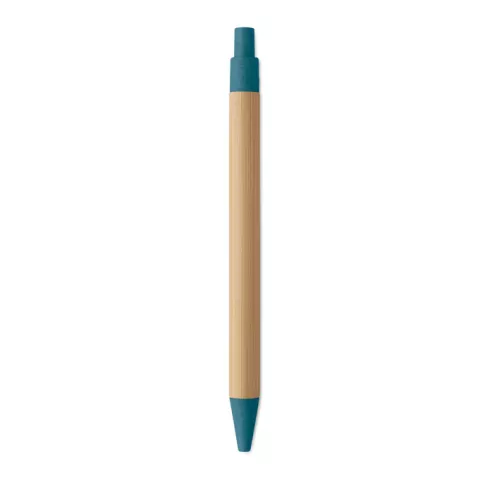 Push button ball pen in bamboo ITEA COLOUR