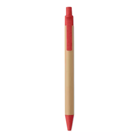Push button ball pen in bamboo ITEA COLOUR