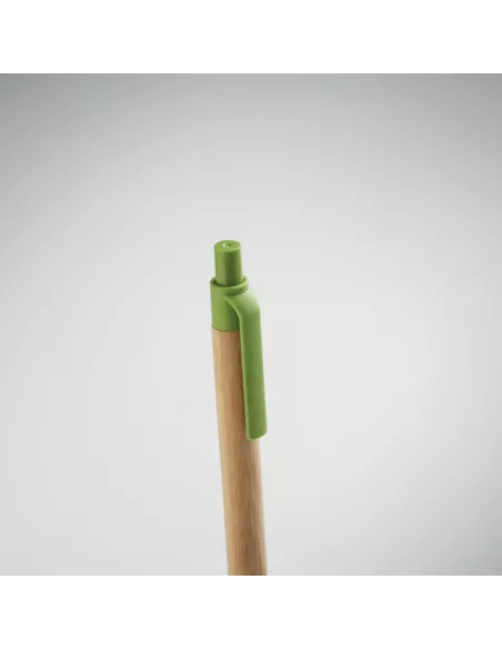 Push button ball pen in bamboo ITEA COLOUR