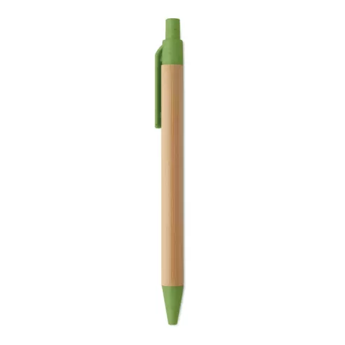 Push button ball pen in bamboo ITEA COLOUR