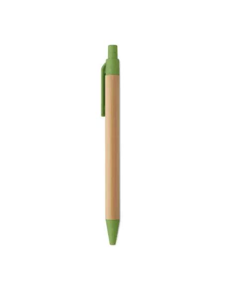 Push button ball pen in bamboo ITEA COLOUR