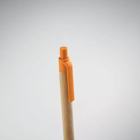 Push button ball pen in bamboo ITEA COLOUR