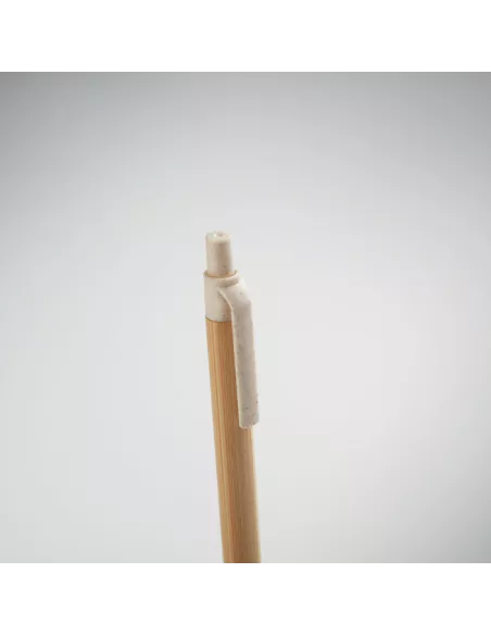 Push button ball pen in bamboo ITEA COLOUR