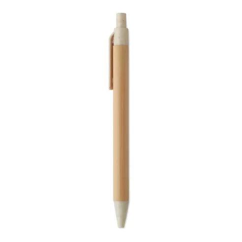Push button ball pen in bamboo ITEA COLOUR