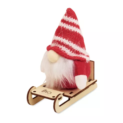 Gnome on wooden sleigh FROSTY SLEIGH