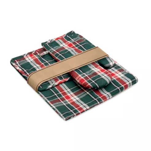 Chequered cotton kitchen set SANTAPRON