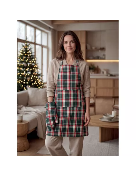 Chequered cotton kitchen set SANTAPRON