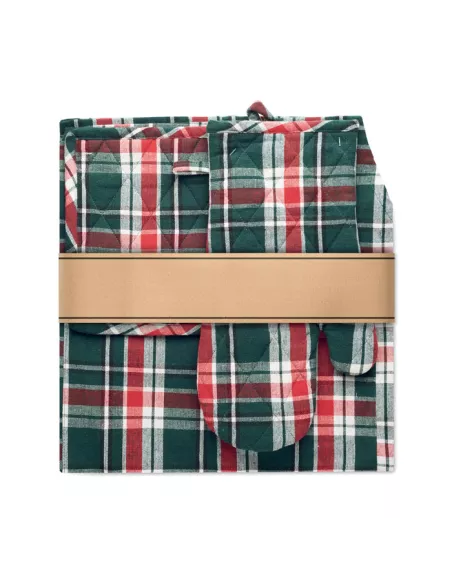 Chequered cotton kitchen set SANTAPRON