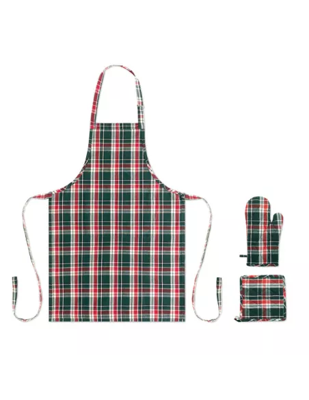 Chequered cotton kitchen set SANTAPRON