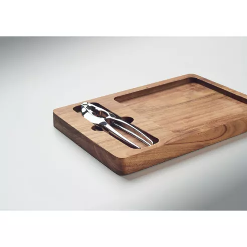Acacia nut cracker set NUTPLATE