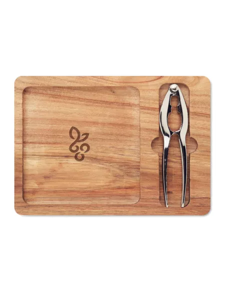 Acacia nut cracker set NUTPLATE