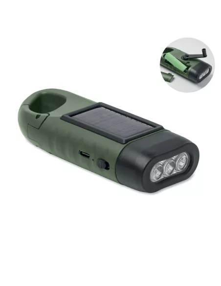 Solar torch with dynamo crank CRANCH