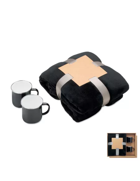 Fleece blanket & 2 mugs set AGRADABLE